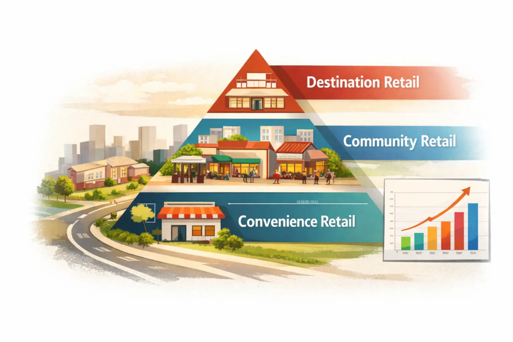 Retail hierarchy planning within master planned developments