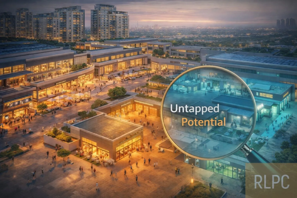 Shopping mall layout showing hidden footfall potential and underutilised retail zones