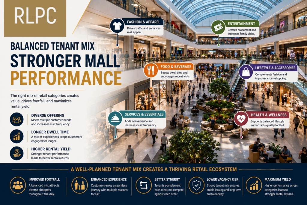 Balanced tenant mix ecosystem combining lifestyle, dining and convenience retail categories